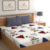 Dreamlet Premium Cotton Flat Double Bedsheets With 2 King Size Pillow Covers Double Bed Breathable | White & Blue