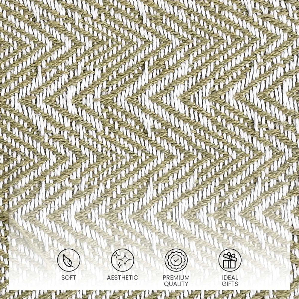SASHAA WORLD Soft Herringbone Throw Blanket | Used Both Indoor and Outdoor |Blanket for Living Room, Sofa, Bed & Chair | Green Throw Blanket| Pack of 1, 180 x130 cm