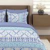 Layers Home Easy Cotton Bedsheet Set for All Seasons Lightweight 144 TC Queen Size Blue Printed
