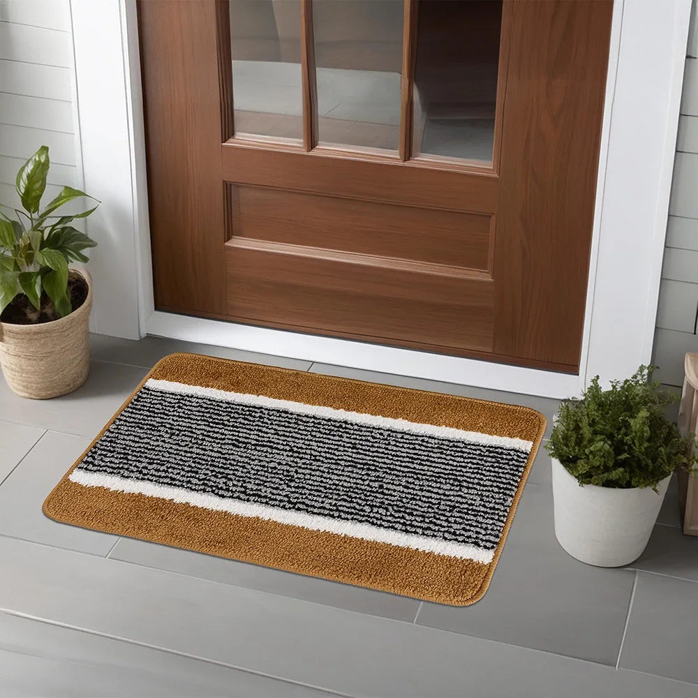 Kuber Industries 16x24 Inch Anti-Skid Water-Absorbent Door Mats for Home | Durable Main Entrance Footmats for Bathroom, Living Room & Office | Micro Wings Lining - Golden