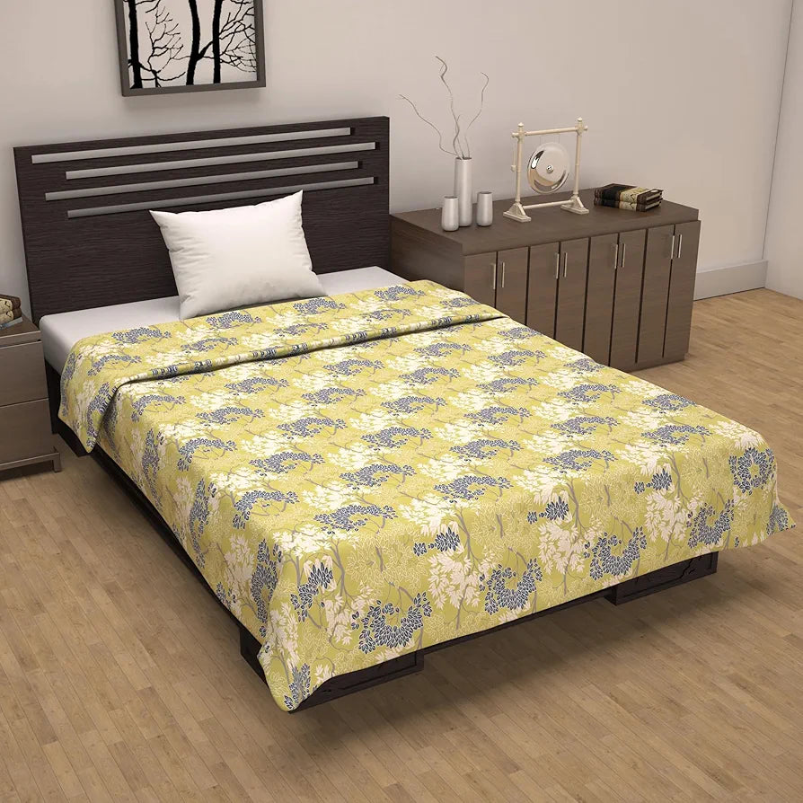 Divine Casa 100% Cotton Single Bed Dohar | Ultra-Soft AC Blanket | Lightweight & Reversible Summer Quilt | 210 x 140 CM, Lemon Drop Yellow