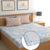 Dreamlet All Around Elastic Supersoft 210tc Premium Cotton Elastic Fitted Bedsheets With 2 King Size Pillow Covers | Blue