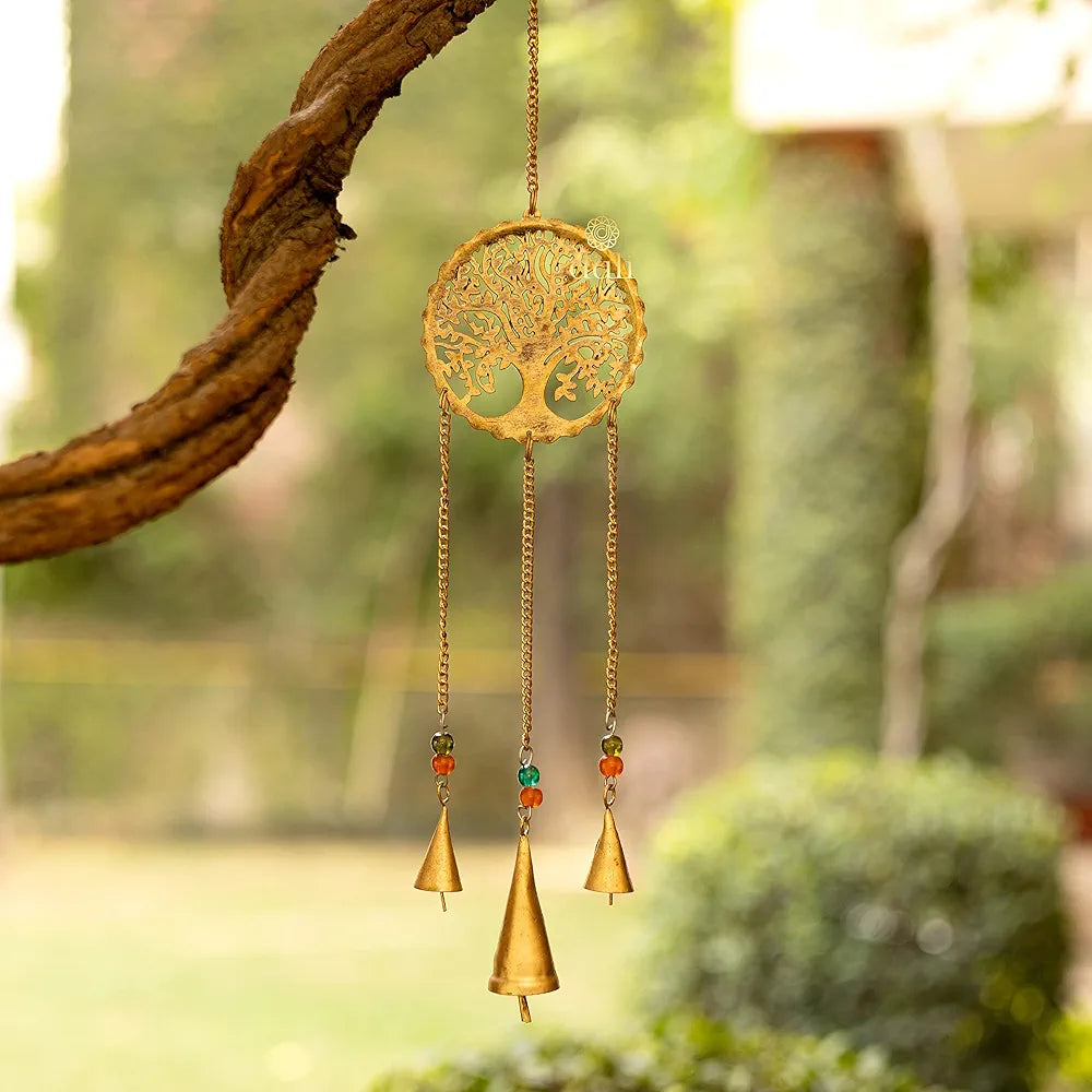 DULI Metal Windchime Wall Hanging, Feng Shui, Wall Art, Wall Decor, PositiveVibes, Rustic Wall Hangings, Wall Art, Diwali Decor, Home Decor Hanging Bells 