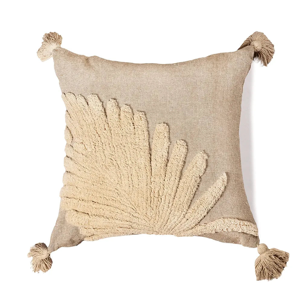 SASHAA WORLD Cotton Cushion Cover | Grey & Beige Tufted Decorative Pillow Case | Modern Boho Design for Sofa, Bedroom, or Living Room | Soft & Durable | Hidden Zip Closure| 45x45 cm