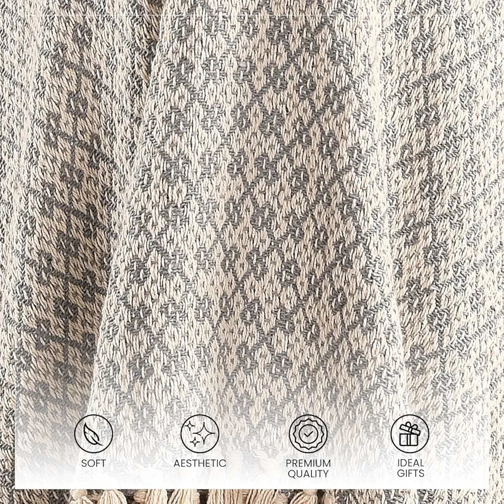 SASHAA WORLD Soft Throw Blanket | Used Both Indoor and Outdoor |Blanket for Living Room, Sofa, Bed & Chair | Grey Throw Blanket| Pack of 1, 180 x130 cm, Cotton| Reversible