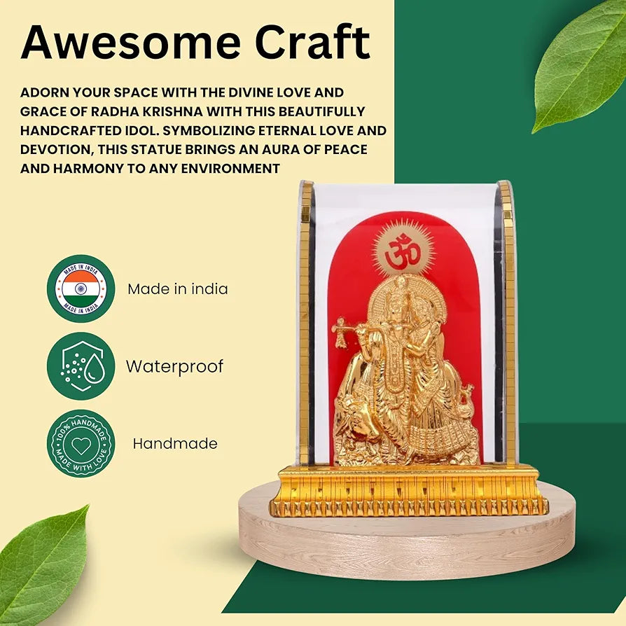 Awesome Craft Radha Krishna Murti Acrylic | Radha Krishna Statue | Radha Krishna Idol for Gift | Radhe Krishna ki Murti for Pooja Room | Radha Krishna Idol for Home Decor 