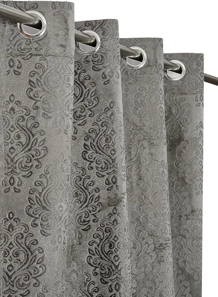 Velvet Curtain 8 Feet Long|Thermal Insulated Curtains for Door, 70% Room Darkening Drapes for Living Room, Bedroom, Office, Grey - 1 Piece|Perfect for Home Decor