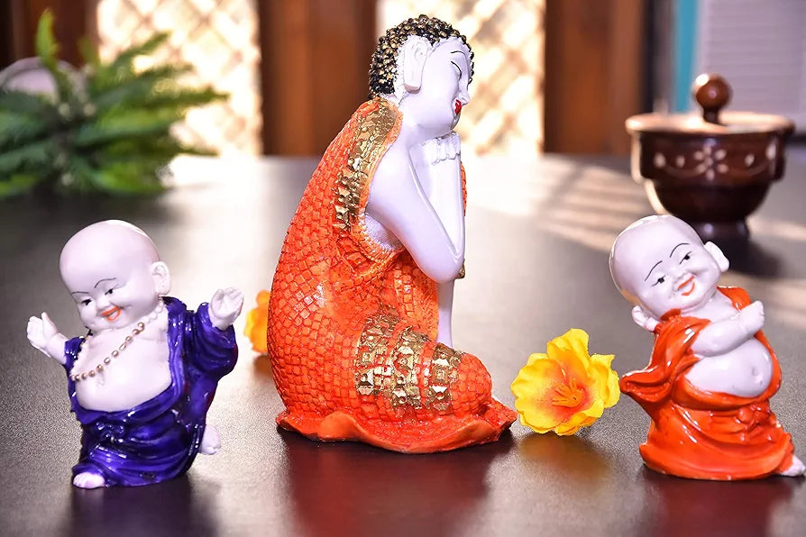 MARINER'S CREATION Polyresin Buddha Idol , 11.4 cm x 11.4cm x 17.4 cm, White