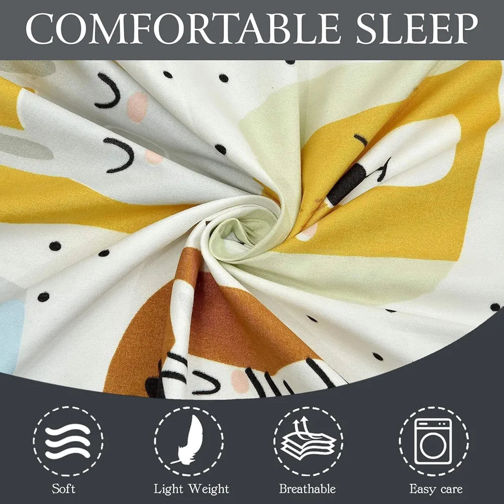 FRESH FROM LOOM Glace Cotton 300 tc Wrinkle Free Soft Hypoallergenic Elastic Fitted Cartoon Printed|Bedsheet For Boys & Girls Room |Cream/Panda), Smallsingle