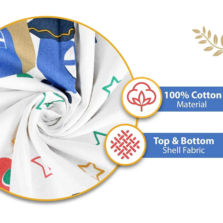Divine Casa Pure Cotton Printed Single Dohar | 120 GSM | Soft & Lightweight Throw Blanket | Cozy & Breathable Bedding | All-Season Comfort | 210 x 140 CM, Rosin White