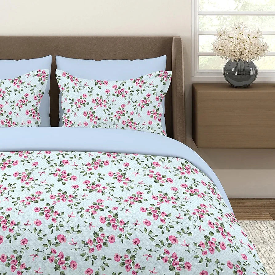 Layers Home Easy 100% Cotton Bedsheet Set for All Seasons - Lightweight, Moisture Absorbent, Machine Washable & Easy to Care - Gift for Housewarming & More - 144 TC - King Size 