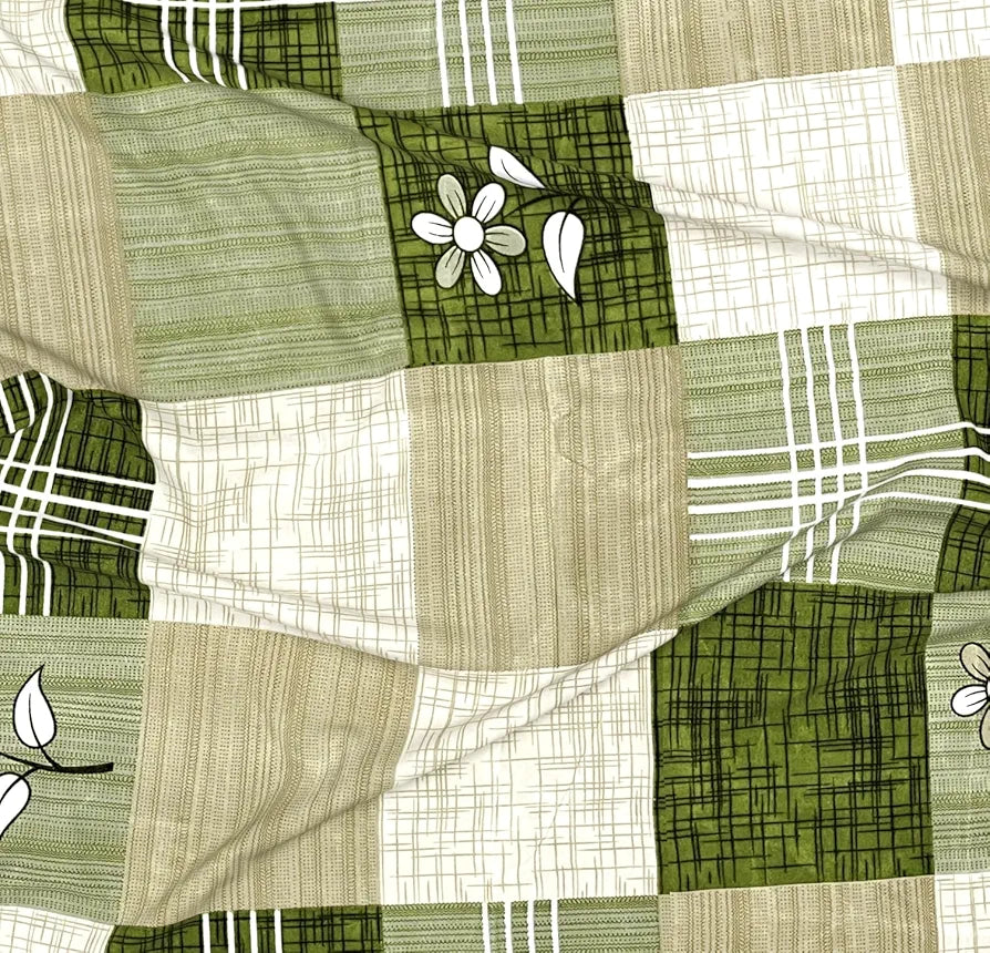 100% Microfiber bedsheet for Double Bed with 2 Pillow Covers Breathable | Wrinklefree and Soft Touch 144 TC Pattren Floral Light Green| TC - 144