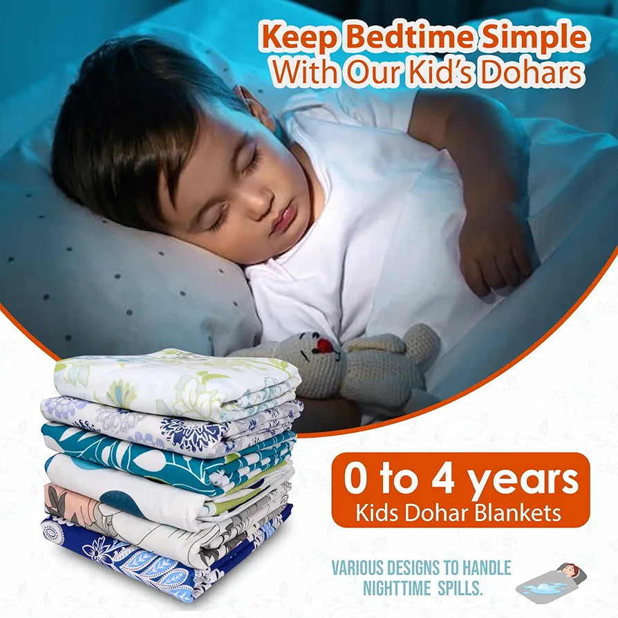 Divine Casa Floret 100% Cotton Single Kids Dohar | 120 GSM | Soft & Lightweight Throw Blanket | Cozy & Breathable Bedding | All-Season Comfort | 140 x 100 CM, Wildflower Charm