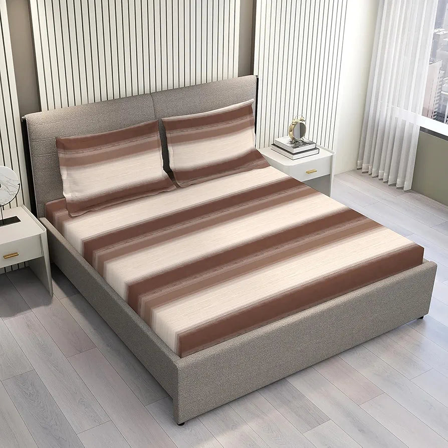 Layers Duracount Bedsheet Set for All Seasons - Lightweight, Moisture Absorbent, Machine Washable & Easy to Care - Gift for Housewarming & More - 225 CVC - King Size 