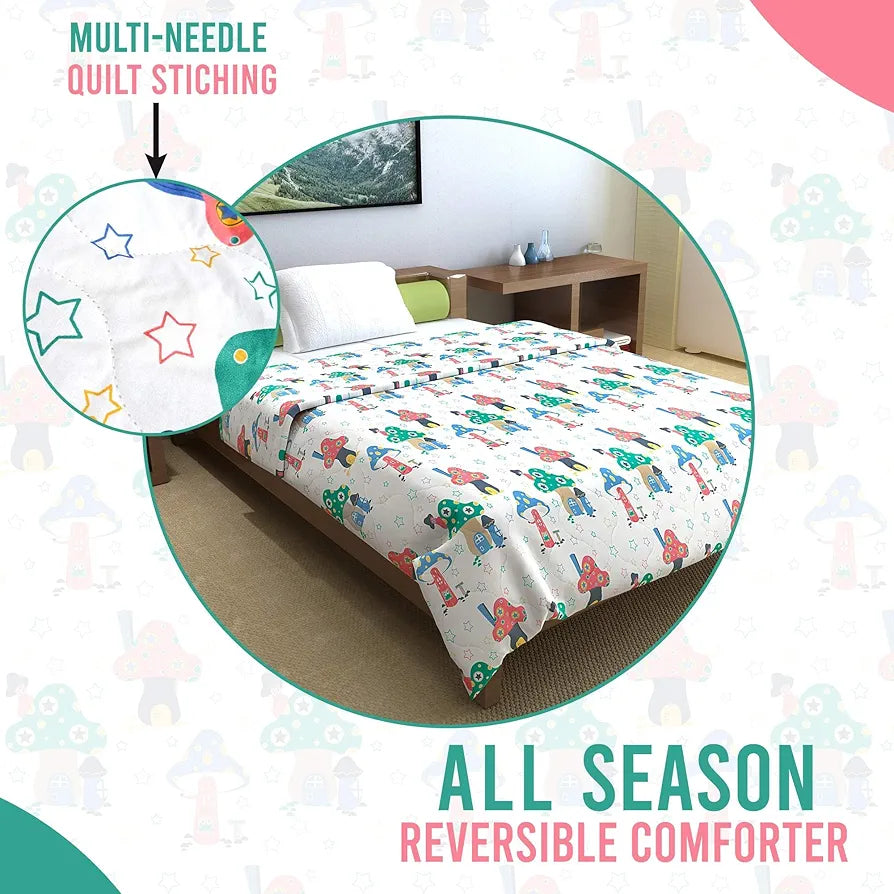 Divine Casa 120 GSM Cotton Single Bed Comforter | Soft & Lightweight Reversible All-Season Blanket | Cozy & Breathable Bedding for Adults | 230x 145 cm, Bright White