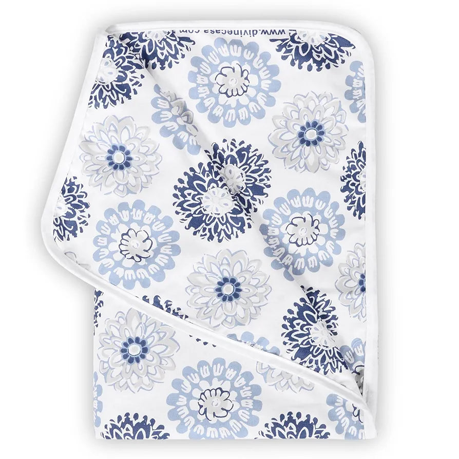 Divine Casa Floret 100% Cotton Single Kids Dohar | 120 GSM | Soft & Lightweight Throw Blanket | Cozy & Breathable Bedding | All-Season Comfort | 140 x 100 CM, Blue Beige