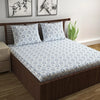Divine Casa 144 TC 100% Cotton Bedsheet for Double Bed with 2 Pillow Cover Colour Blue Beige