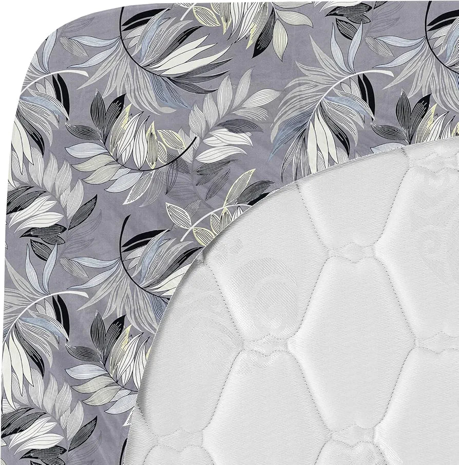 Premium Cotton Elastic Fitted Bedsheets with 2 King Size Pillow Covers Double Bed with All Around Elastic Supersoft Size - 72 x 78 +10 inches Flower Print Grey and Black 200 tc - 220 tc