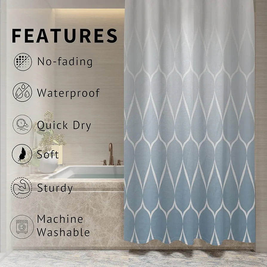 HOMETHREADS Embrace Luxury with Our 6-Feet Long Premium Polyester Shower Curtain with 12 Hooks for a Lavish Bathroom, Machine Washable 