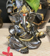 Gold Art India Gaddi Ganesha Idol Magnet Color with Golden Jewelry Perfect for Car Dashboards