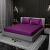 Stoa Paris Satin Elastic Fitted Bedsheets 300TC Premium Fitted Sheet 2 Pillow Covers Colour Plum