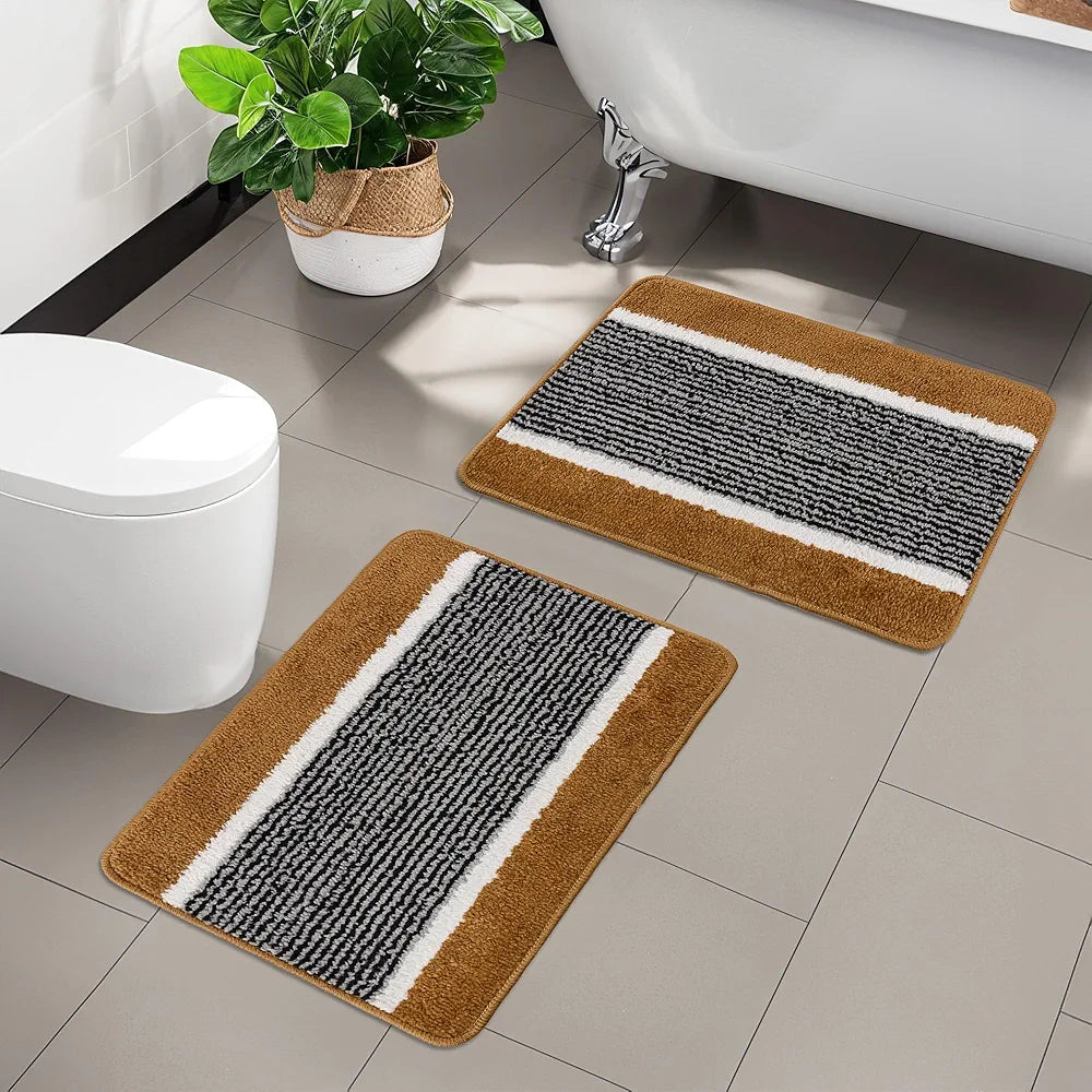 Kuber Industries 16x24 Inch Anti-Skid Water-Absorbent Door Mats for Home | Durable Main Entrance Footmats for Bathroom, Living Room & Office | Micro Wings Lining - Golden
