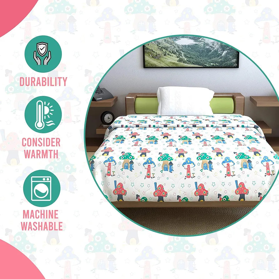 Divine Casa 120 GSM Cotton Single Bed Comforter | Soft & Lightweight Reversible All-Season Blanket | Cozy & Breathable Bedding for Adults | 230x 145 cm, Bright White