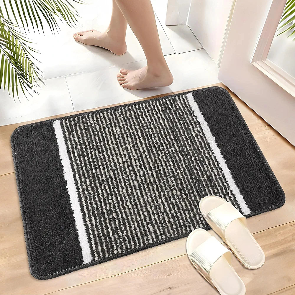 Kuber Industries 16x24 Inch Anti-Skid Water-Absorbent Door Mats for Home | Durable Main Entrance Footmats for Bathroom, Living Room & Office | Micro Diamond Lining - Dark Grey