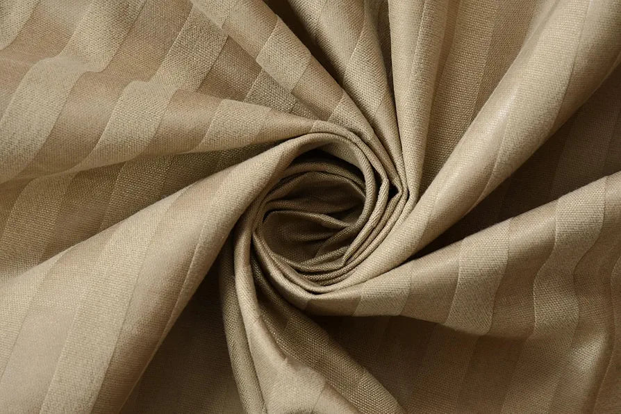 Homefab India 160 TC Stripe Glace Cotton Double BedSheet with 2 Pillow Covers -  - Beige