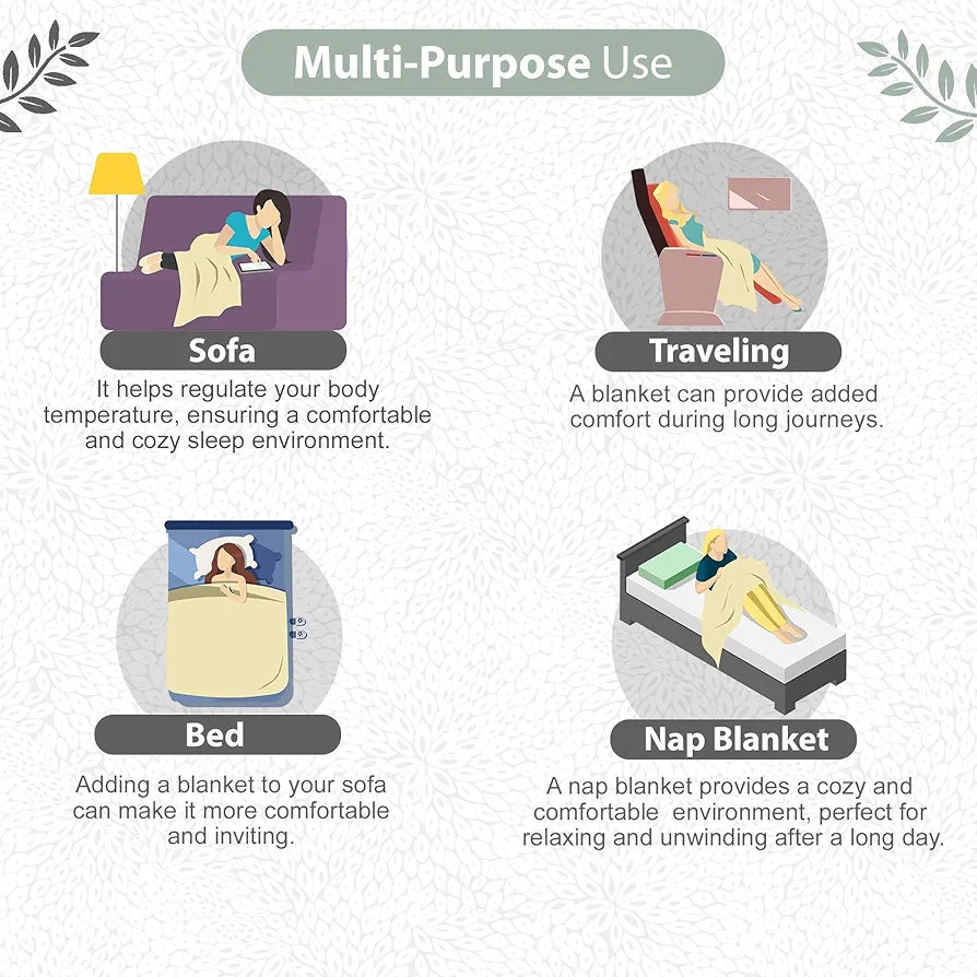 Divine Casa 120 GSM Microfiber Single Kids Dohar  | Soft & Lightweight Throw Blanket | Cozy & Breathable | All-Season Comfort | 140 x 100 CM | Floral Burst Pattern | Sage Green & White