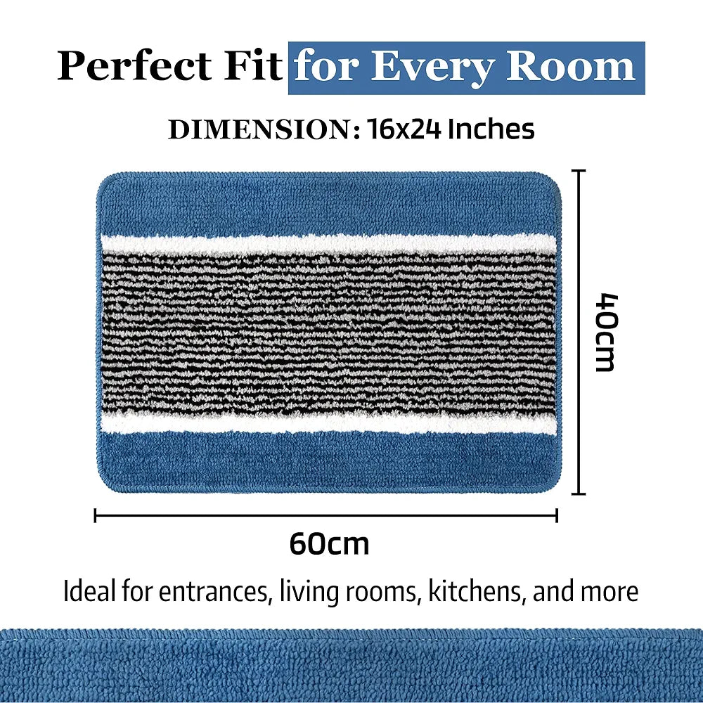Kuber Industries 16x24 Inch Anti-Skid Water-Absorbent Door Mats for Home | Durable Main Entrance Footmats for Bathroom, Living Room & Office | Micro Wings Lining - Sky Blue