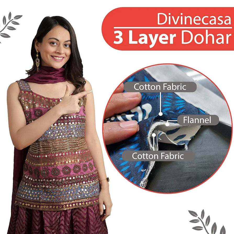 Divine Casa 100% Pure Cotton 120 GSM Reversible Geometric Print Single Bed Dohar for All Season Size | TC - 144