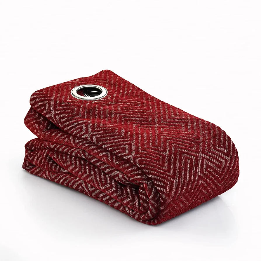 Saral Home Pacman Chenille Blackout Long Door Curtains 2pc, Maroon. 4X9 Ft