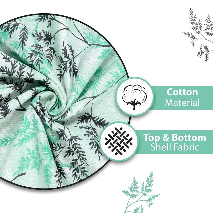 Divine Casa Floret 100% Cotton Double Dohar | 120 GSM | Soft & Lightweight Throw Blanket | Reversible Design | Cozy & Breathable Bedding | All-Season Comfort | 220 x 205 CM, Beach Glass