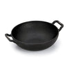 Sumeet Pre Seasoned Heavy Weight Cast Iron Deep Kadai, Induction Friendly 27cm 3150ml 2.770Kg, Black