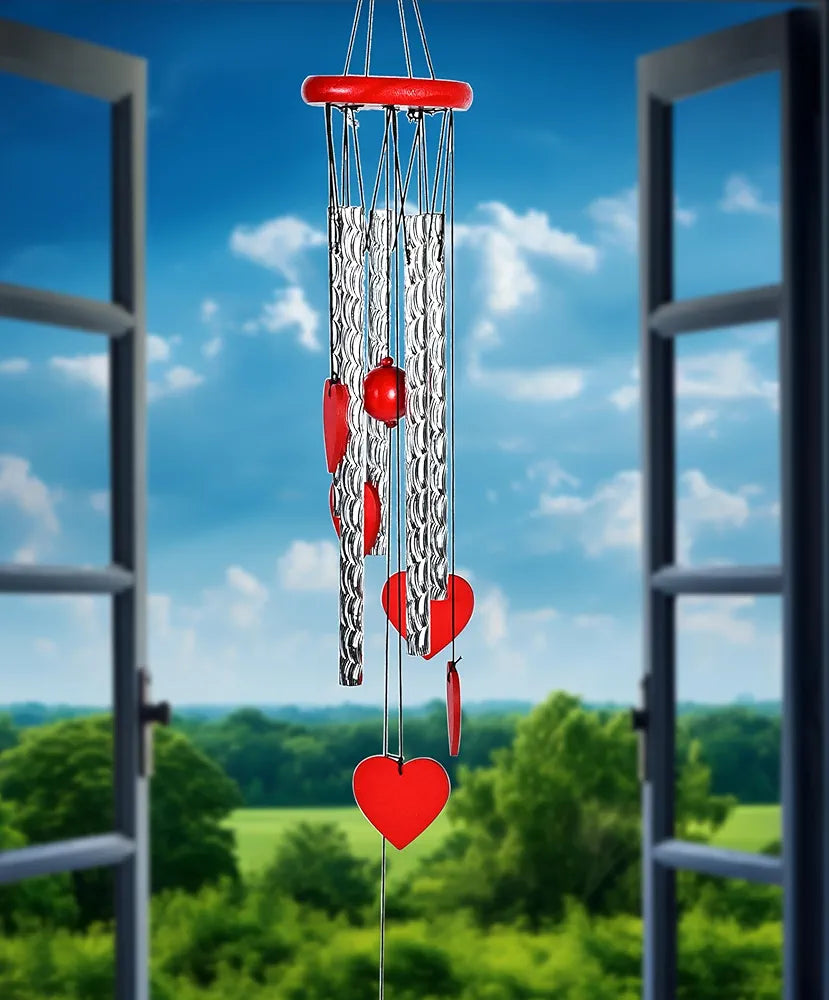 ZAICUS Red Heart Wind Chime - Heart-Shaped Hanging Décor - Wind Chime for Home - Home Decor Items for Valentine’s Day & Special Moments