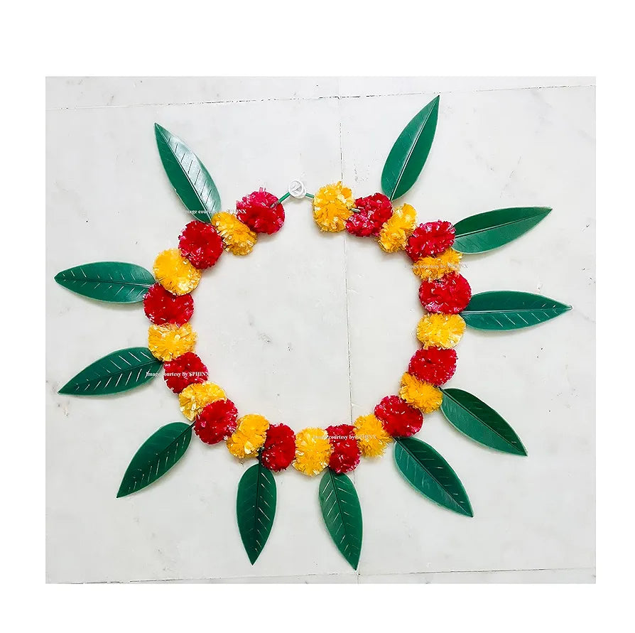 SPHINX Artificial Marigold &Mango Leaves Simple Door-Window toran/Door hangings/Festive Decorations - Approx.100 cms/40 Inches/3.33 Ft. - 