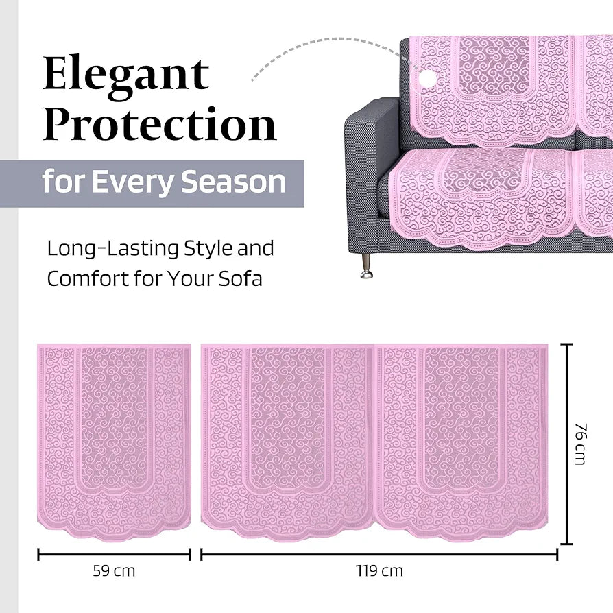 Kuber Industries Sofa Cover | Net 2+1 Seater Sofa Slip Cover Set | Couch Sofa Cover Set | Sofa Cover for Home | Sofa Slipcover Set | Sofa Cover for Living Room | Zig Zag Printed | Pink
