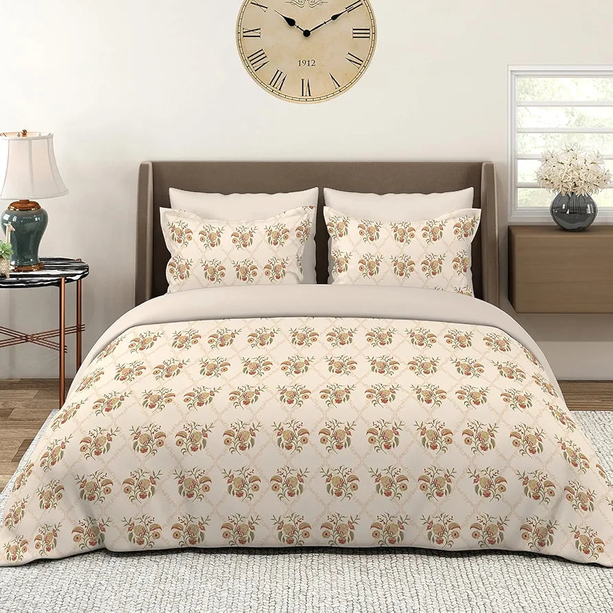 Layers Home Easy 100% Cotton Bedsheet Set for All Seasons - Lightweight, Moisture Absorbent, Machine Washable & Easy to Care - Gift for Housewarming & More - 144 TC - King Size 