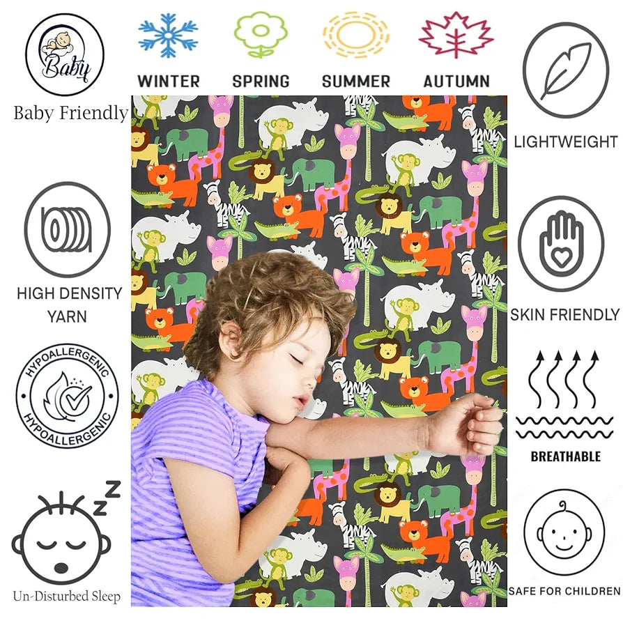 FRESH FROM LOOM Glace Cotton Wrinkle Free Soft Hypoallergenic Bed Sheet,Cartoon Printed,Single Bedsheet Bedsheet for Kids Room Boys Girls with 1 Pillow Cover,Multicolor,144 TC
