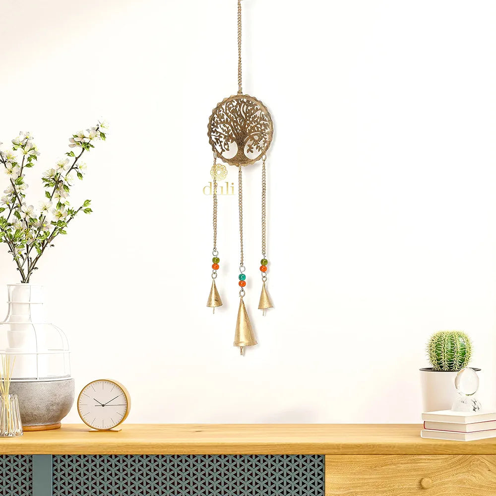 DULI Metal Windchime Wall Hanging, Feng Shui, Wall Art, Wall Decor, PositiveVibes, Rustic Wall Hangings, Wall Art, Diwali Decor, Home Decor Hanging Bells 