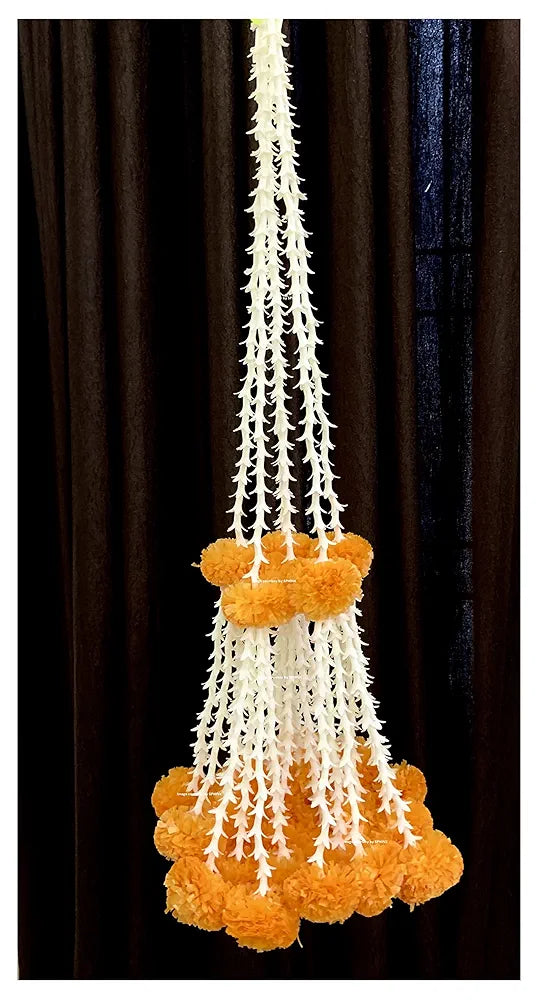 SPHINX Artificial Rajnigandha & Clustered Marigold  Strings for Decoration Approx 2.33 ft - 