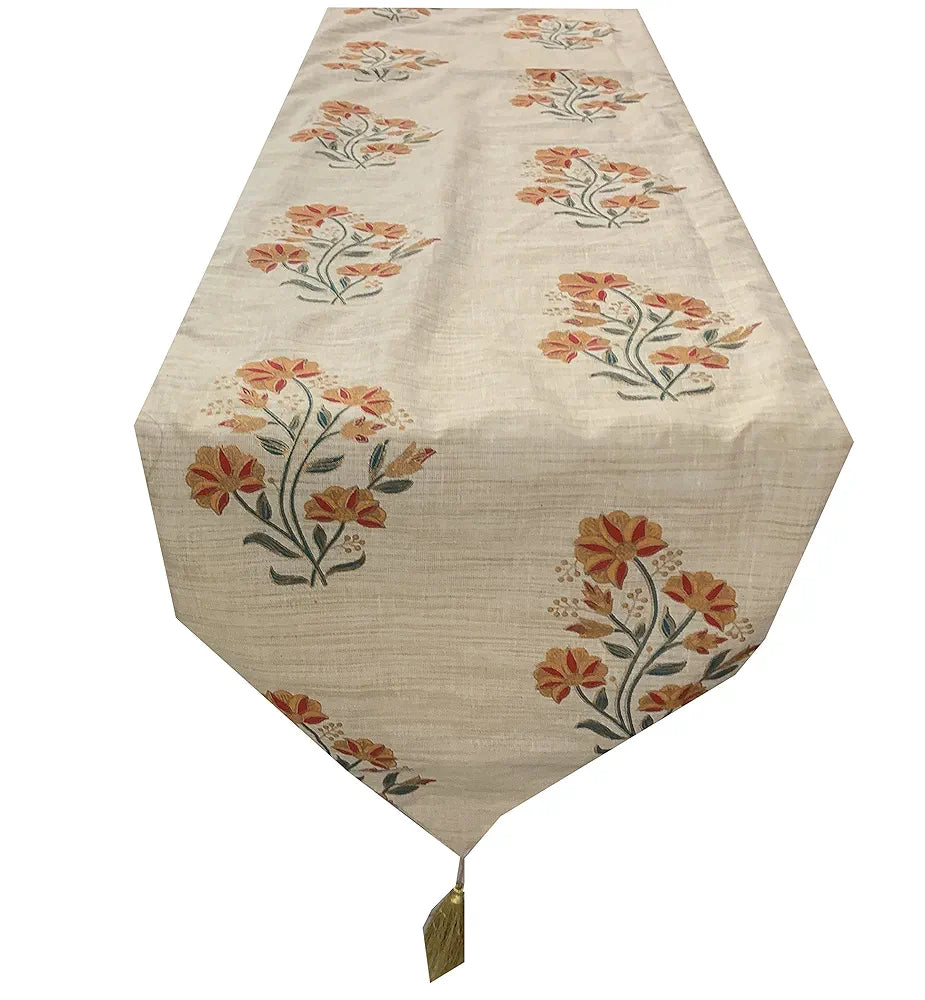 Pink parrot- Jute Silk Table Runner 12x70 inch-1 pc