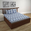 Divine Casa 144 TC 100% Cotton Double Bedsheet with 2 Pillow Covers Floral Pattern Colour Dazzling Blue
