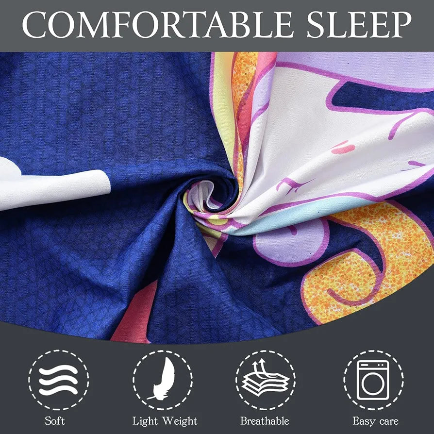 FRESH FROM LOOM Glace Cotton Wrinkle Free Soft Hypoallergenic Bed Sheet | Cartoon Printed Single Bedsheet Size for Kids with 2 Pillow Cover , 144 TC