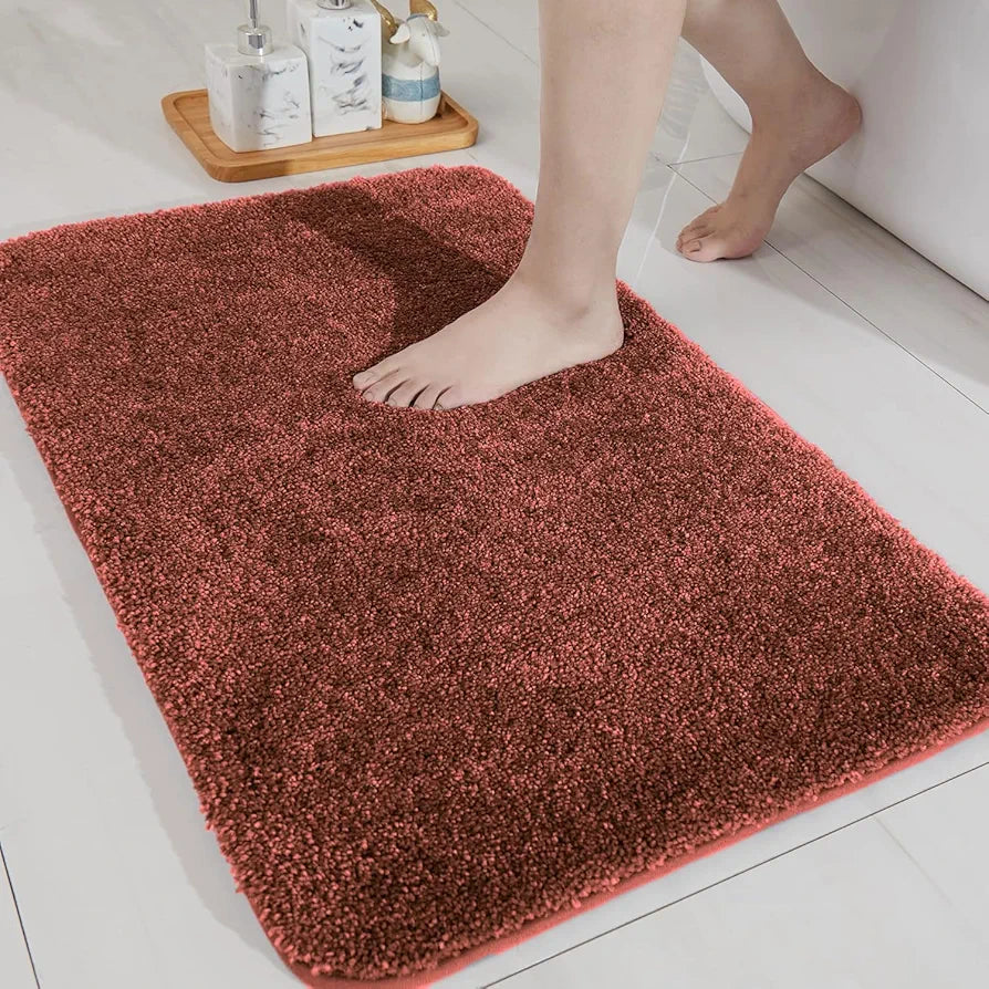 LUXE HOME INTERNATIONAL Microfibre Rectangular Bath mat Super Soft Anti Skid Newman Mats For Bathroom 