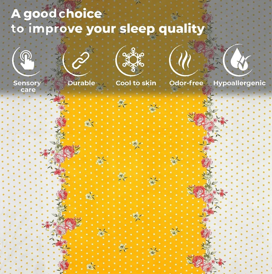 FRESH FROM LOOM Single Bedsheet Single Size - Microfiber Rotary Printed, Hypoallergenic, Wrinkle Free with 1 Pillow Covers , 144 TC