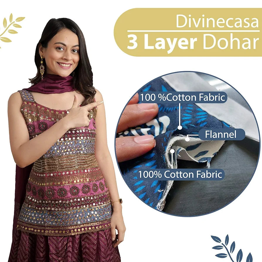Divine Casa 100% Cotton Single Bed Dohar | Ultra-Soft AC Blanket | Lightweight & Reversible Summer Quilt | 210 x 140 CM, Lemon Drop Yellow