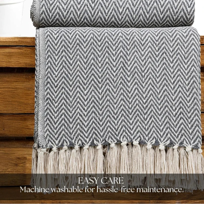 HOMADORN All Season Cotton Weaved Throw Blanket for Bed/Sofa 50x70 INCHES 