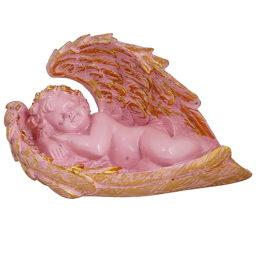 Zart Angel Girl Showpiece for Home Decor | Winged Fairy Statue for Shelves | Pink Home Decor Item 